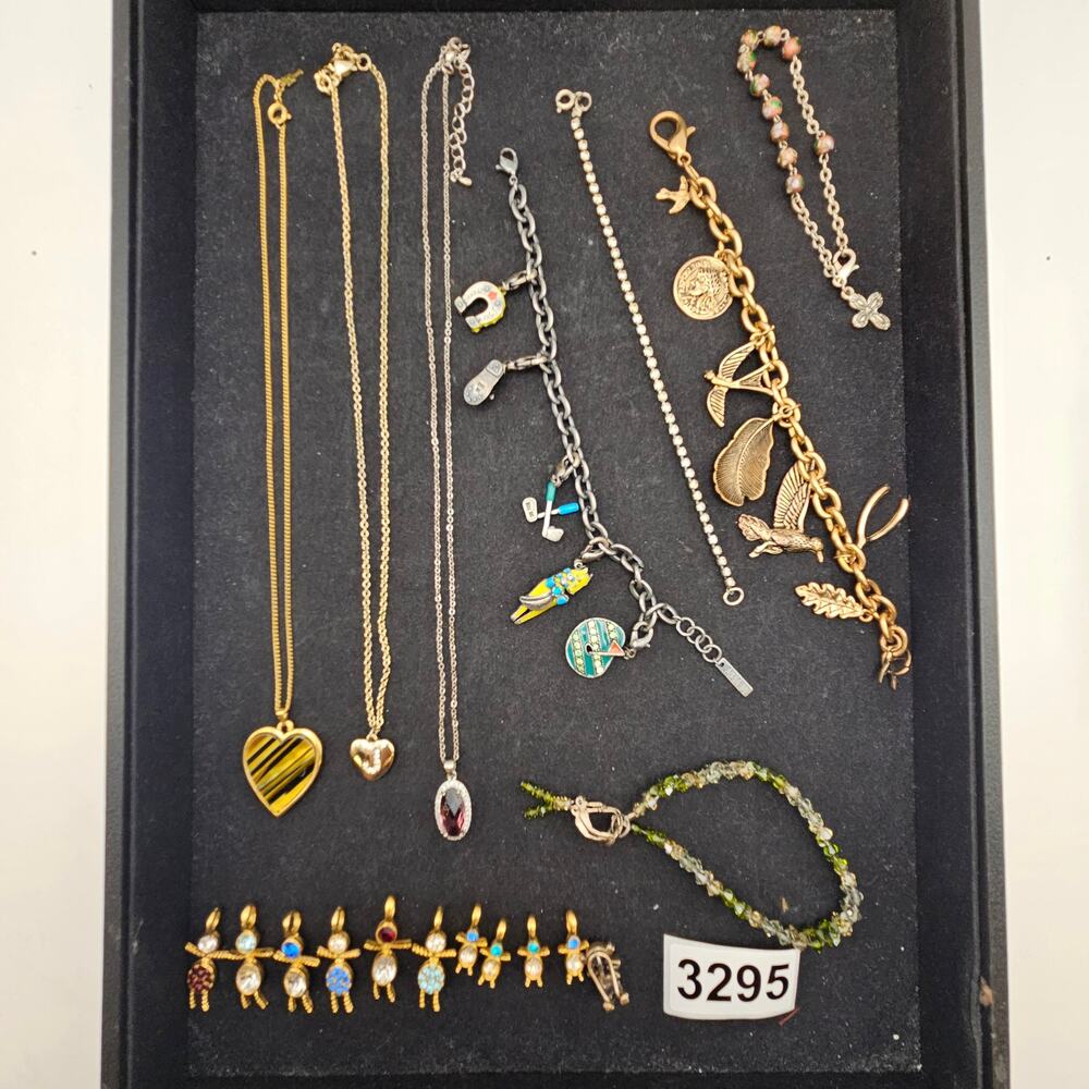 VINTAGE COSTUME JEWELRY LOT NECKLACES CHARMS TURTLE BRACELET MIXED